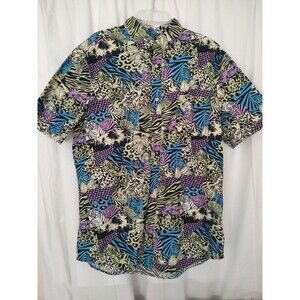 Foundry 100% Cotton XLT Men's Button Shirt Jungle Safari Print Short Sleeve